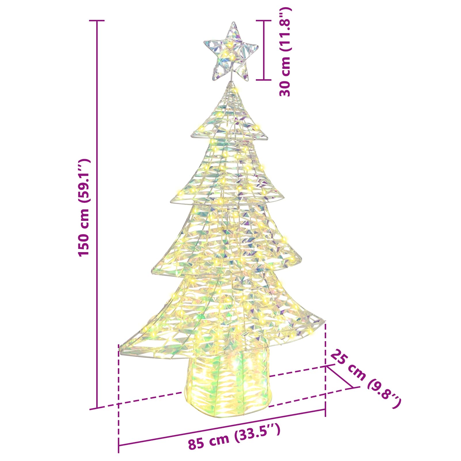 Kalėdų eglutė su 160 LED Šilta balta 150 cm PET