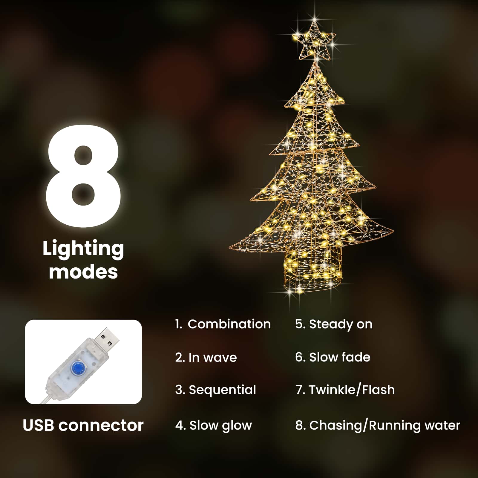 Kalėdų eglutė su 120 LED Šilta balta 120,5 cm PET