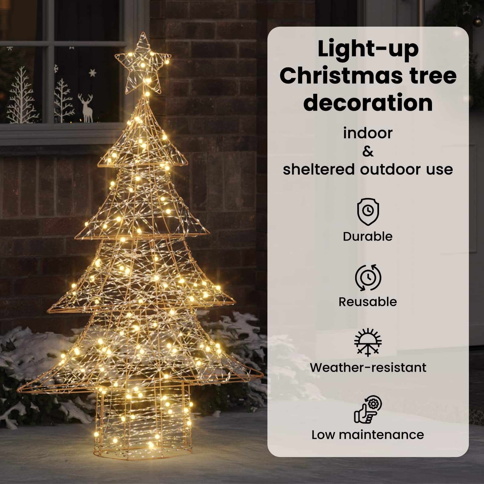 Ziemassvētku egle ar 160 LED silti baltām lampiņām 151 cm PET
