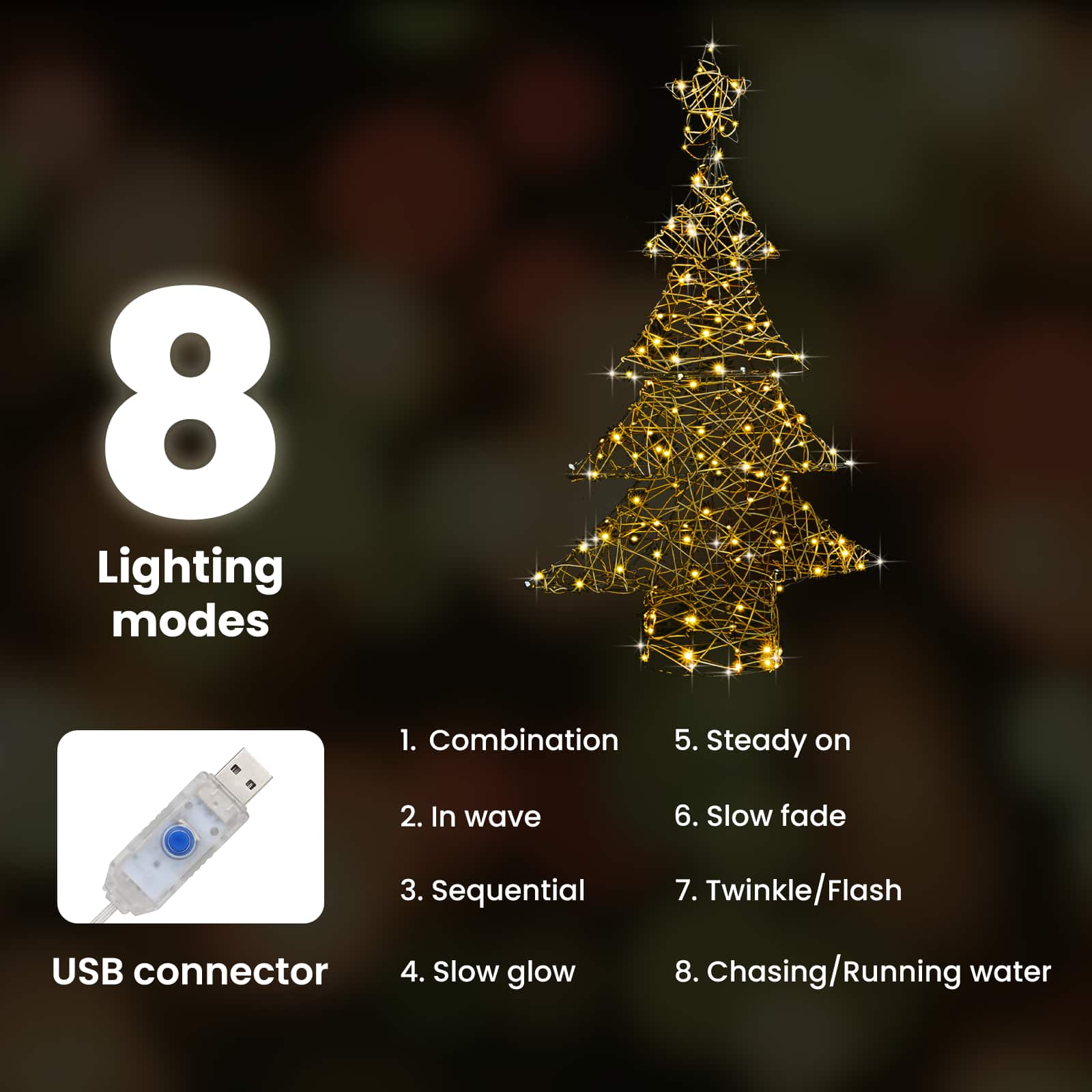 Kalėdų eglutė su 120 LED Šilta balta 150 cm Ratanas