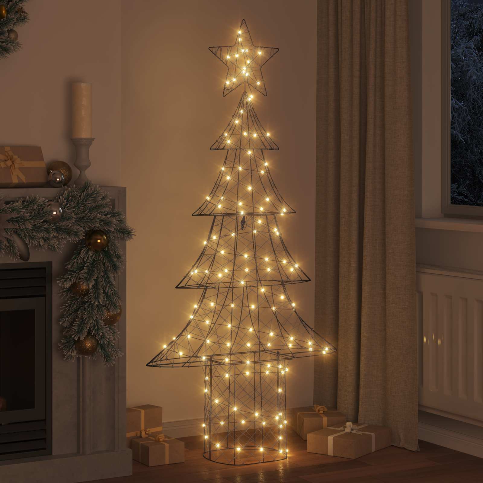 Ziemassvētku eglīte ar 240 LED silti baltām 180 cm rotangpalma