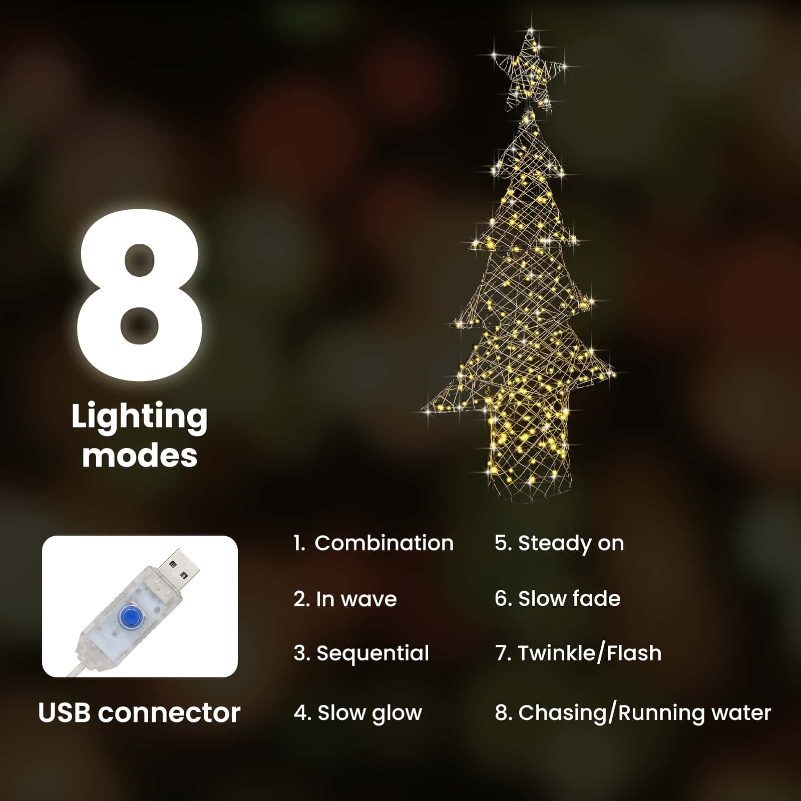 Ziemassvētku eglīte ar 240 LED silti baltām 180 cm rotangpalma