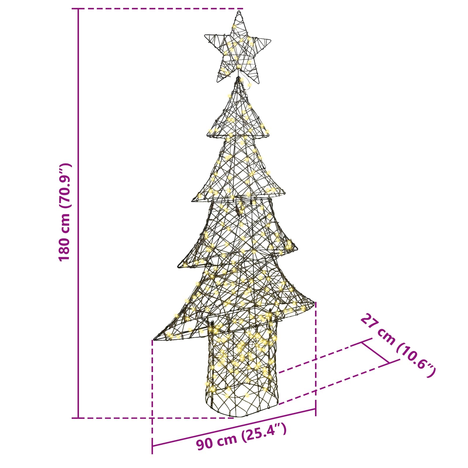 Ziemassvētku eglīte ar 240 LED silti baltām 180 cm rotangpalma