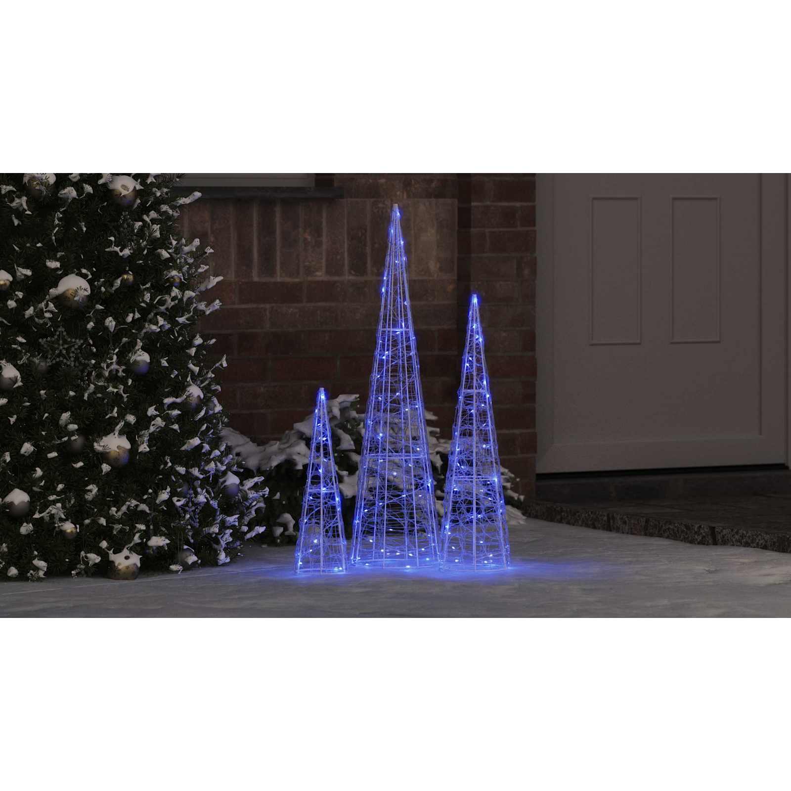 Kalėdų eglutė su 90 LED 3 pcs Mėlyna 20 x 20 x 80 cm Akrilas