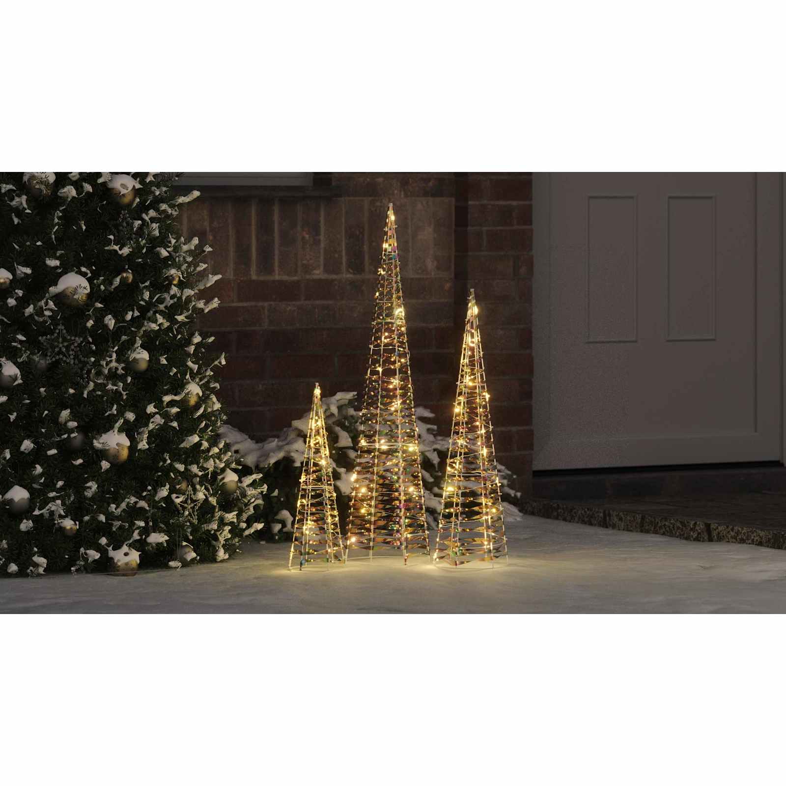 Kalėdų eglutė su 90 LED 3 pcs Šilta balta 20 x 20 x 80 cm PET