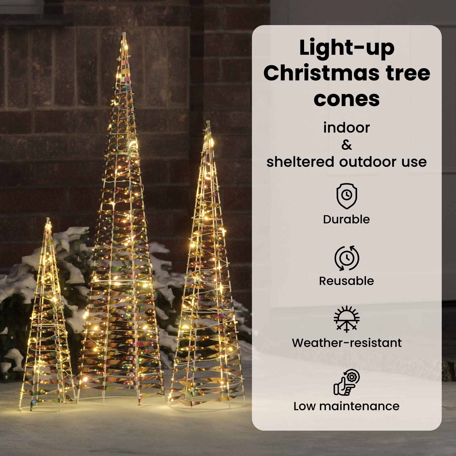 Kalėdų eglutė su 90 LED 3 pcs Šilta balta 20 x 20 x 80 cm PET
