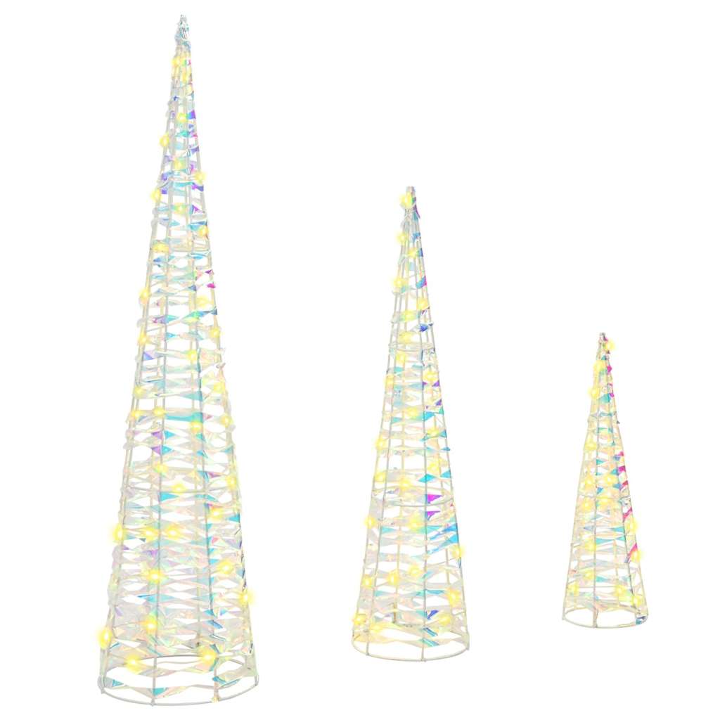 Kalėdų eglutė su 90 LED 3 pcs Šilta balta 20 x 20 x 80 cm PET