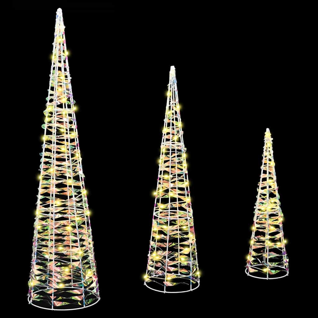 Kalėdų eglutė su 90 LED 3 pcs Šilta balta 20 x 20 x 80 cm PET