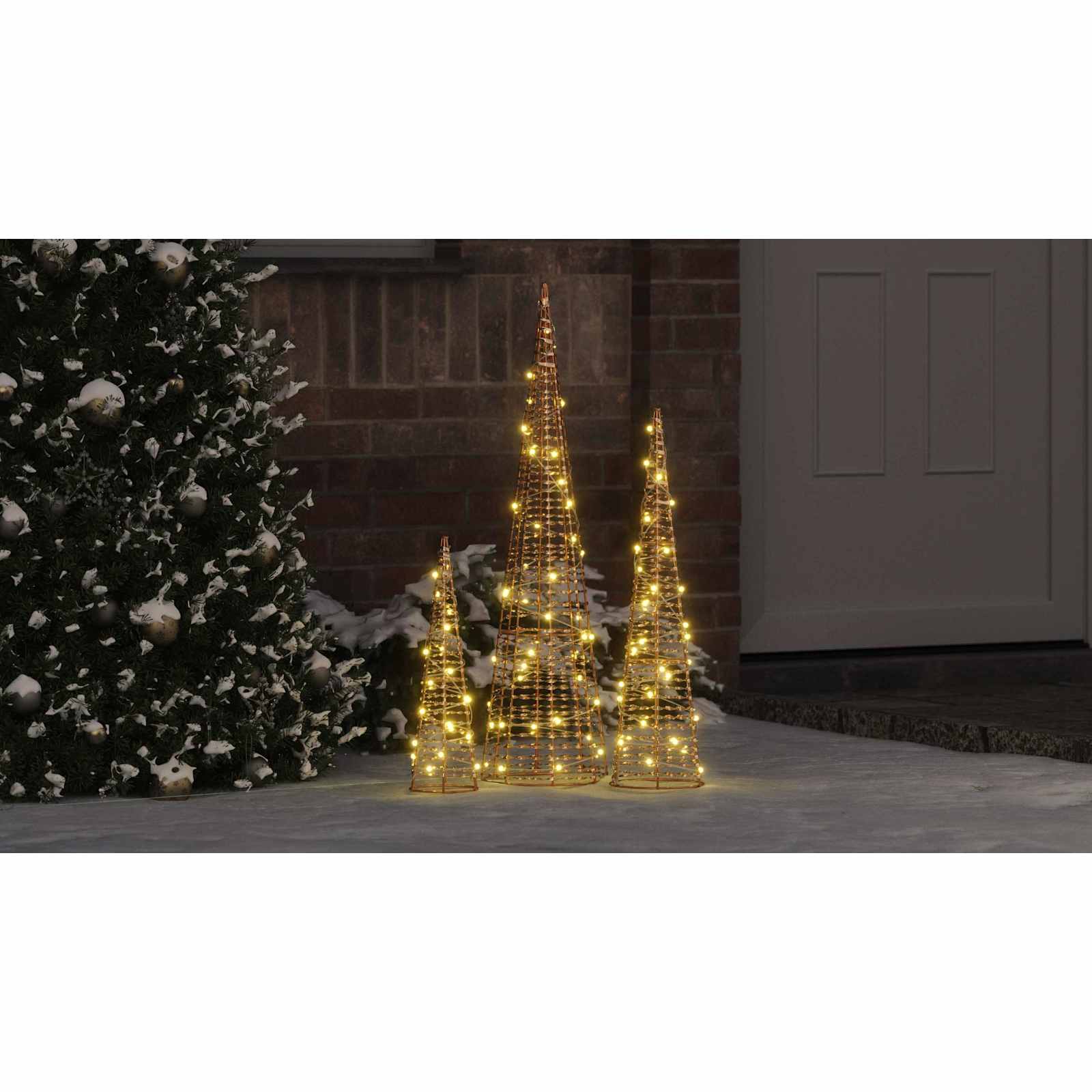 Kalėdų eglutė su 90 LED 3 pcs Šilta balta 20 x 20 x 80 cm PET