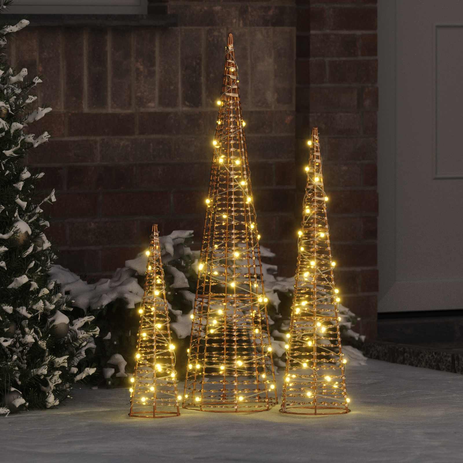 Kalėdų eglutė su 90 LED 3 pcs Šilta balta 20 x 20 x 80 cm PET