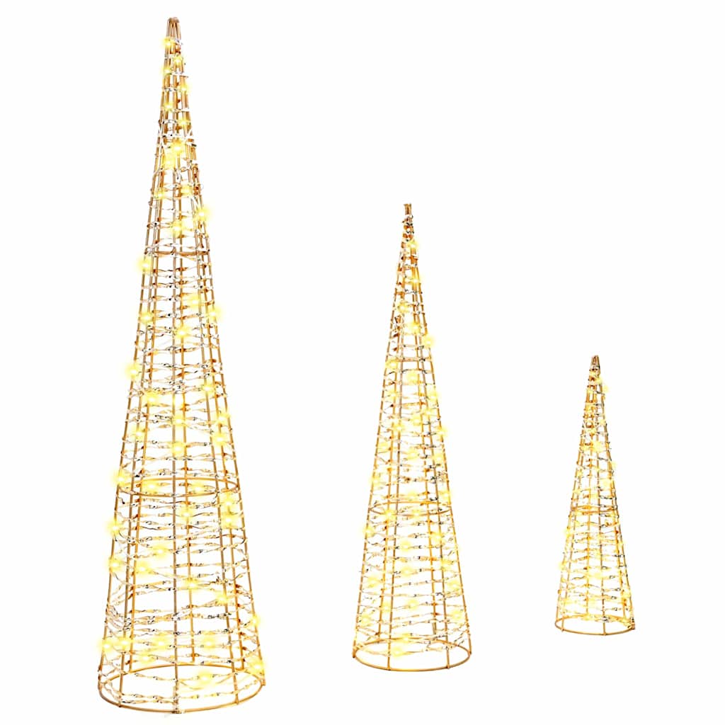 Kalėdų eglutė su 90 LED 3 pcs Šilta balta 20 x 20 x 80 cm PET