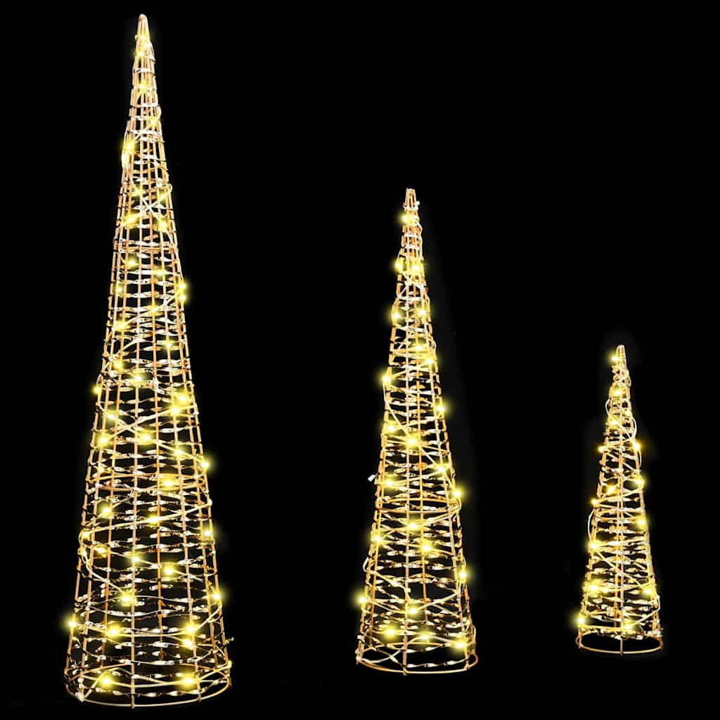 Kalėdų eglutė su 90 LED 3 pcs Šilta balta 20 x 20 x 80 cm PET