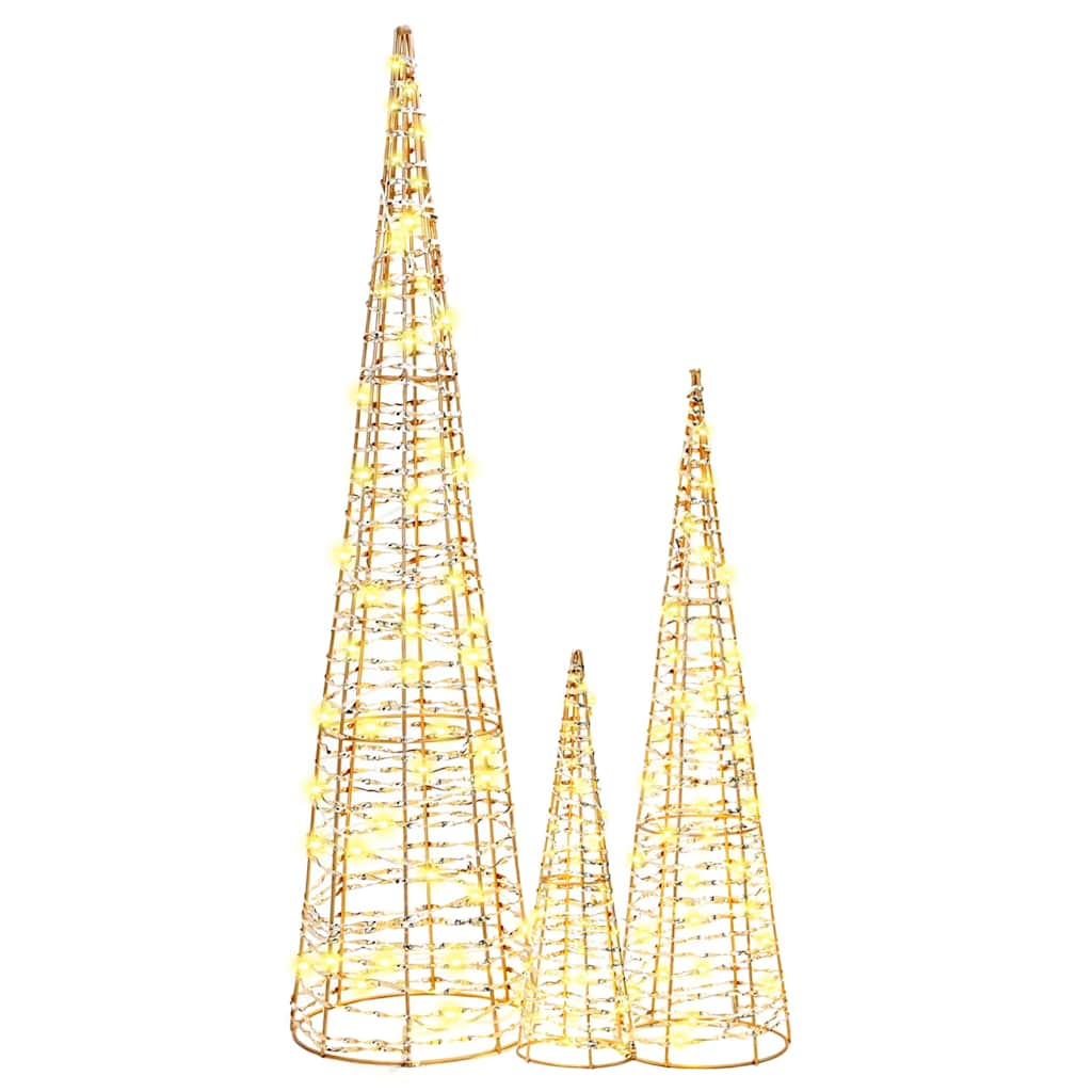 Kalėdų eglutė su 90 LED 3 pcs Šilta balta 20 x 20 x 80 cm PET