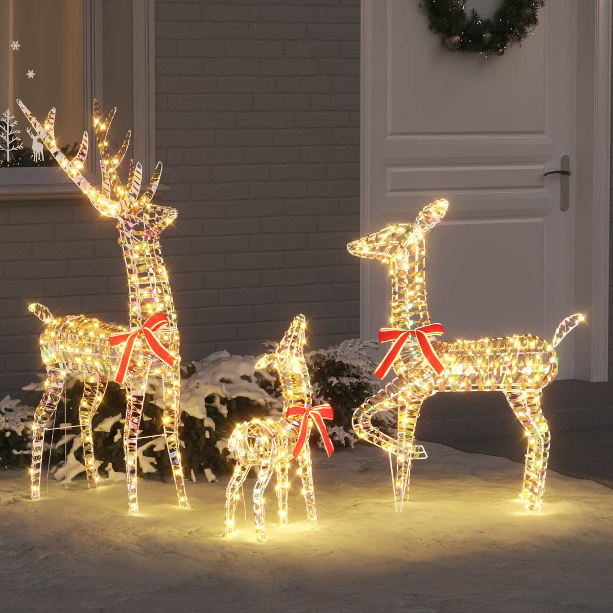 Elnių šeima 3 vnt. 300 LED Šilta balta 67 x 26 x 127 cm PET
