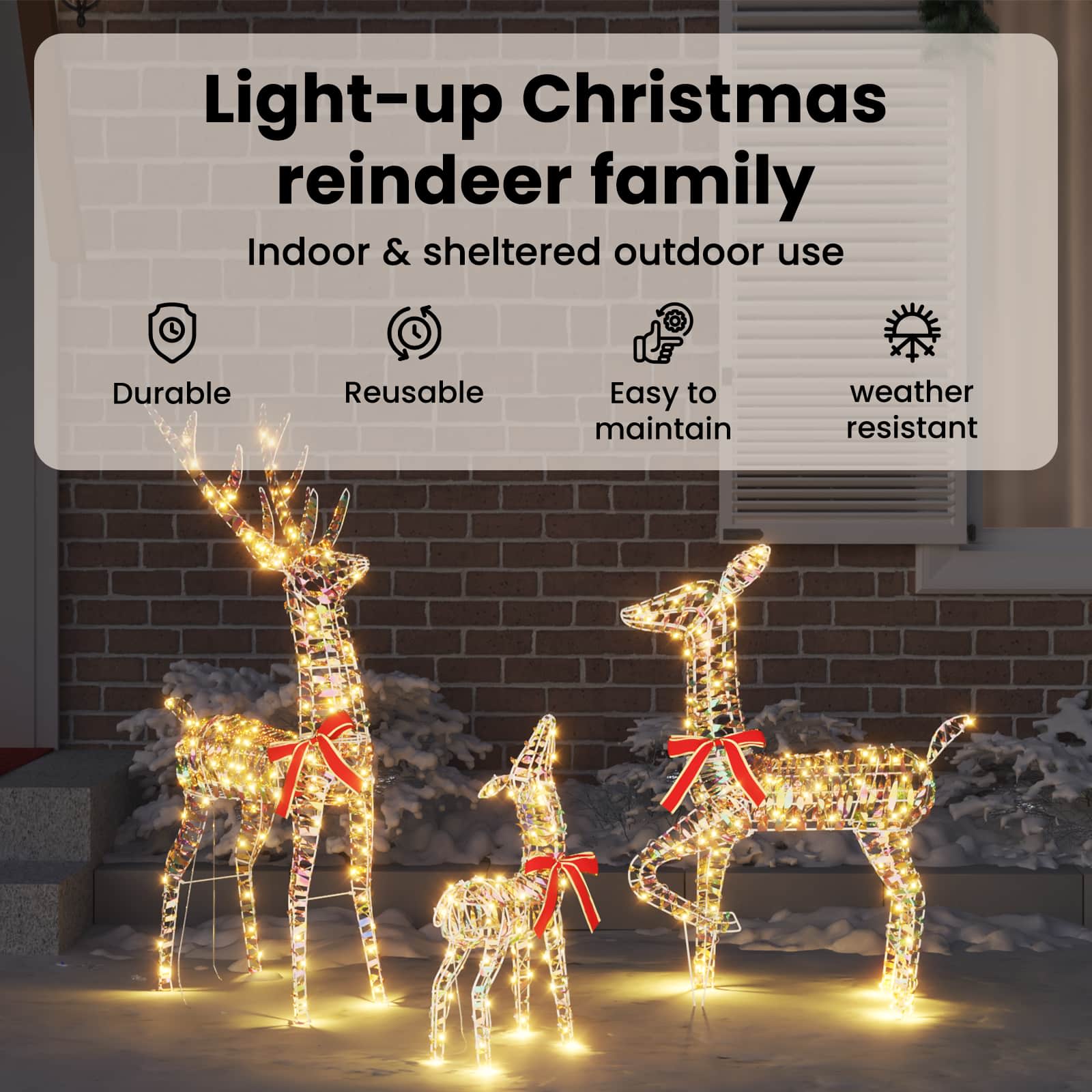 Elnių šeima su 300 LED 3 pcs Šilta balta 67 x 26 x 127 cm PET