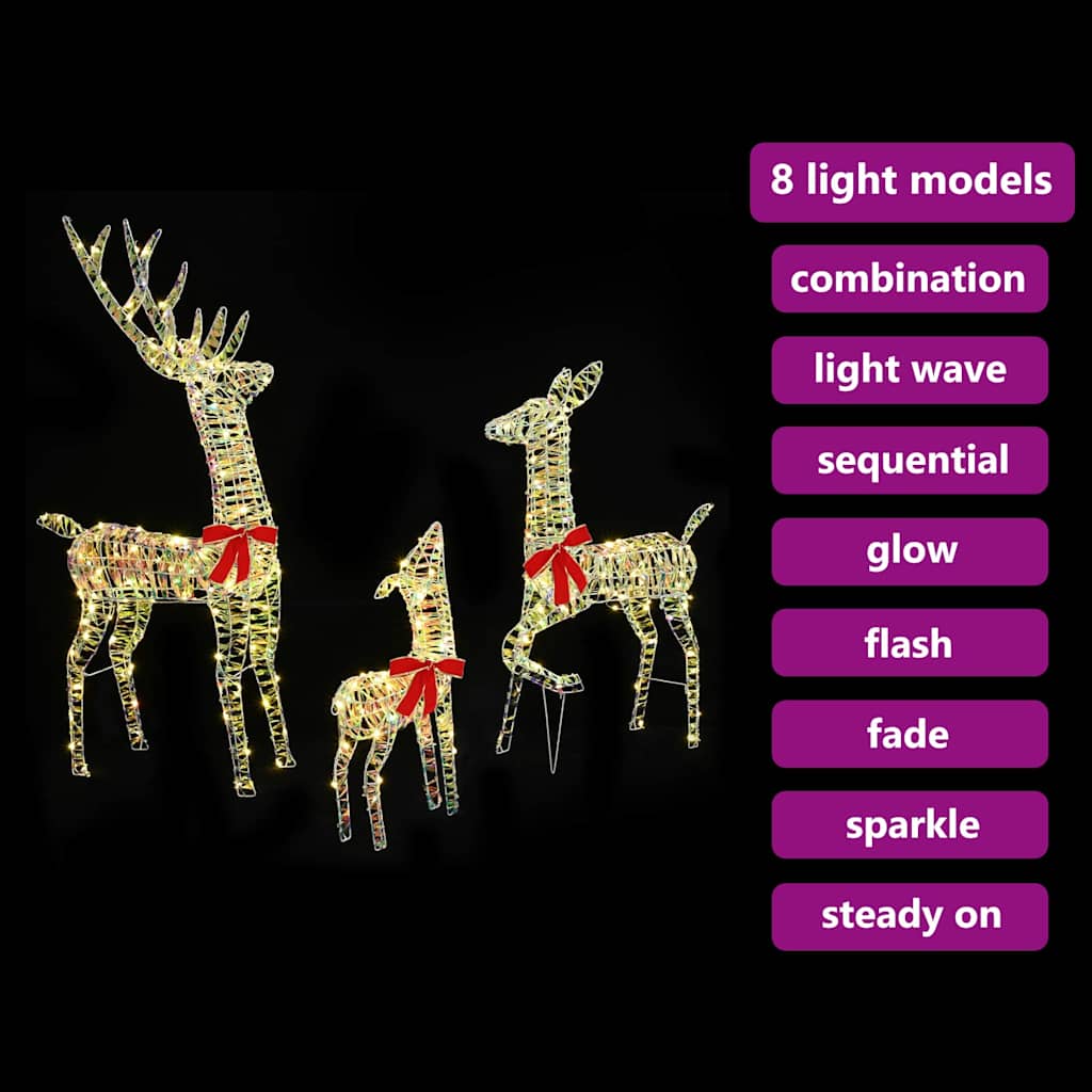 Elnių šeima 3 vnt. 300 LED Šilta balta 67 x 26 x 127 cm PET