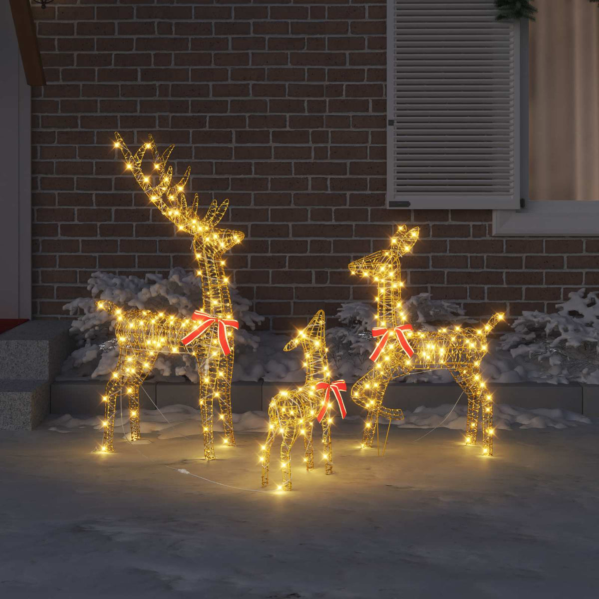 Elnių šeima 3 vnt. 300 LED Šilta balta 67 x 26 x 127 cm PET