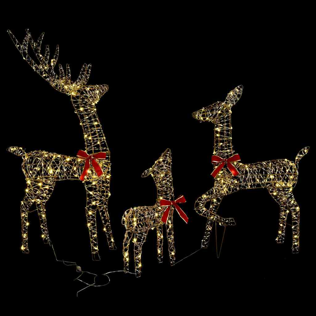 Elnių šeima 3 vnt. 300 LED Šilta balta 67 x 26 x 127 cm PET
