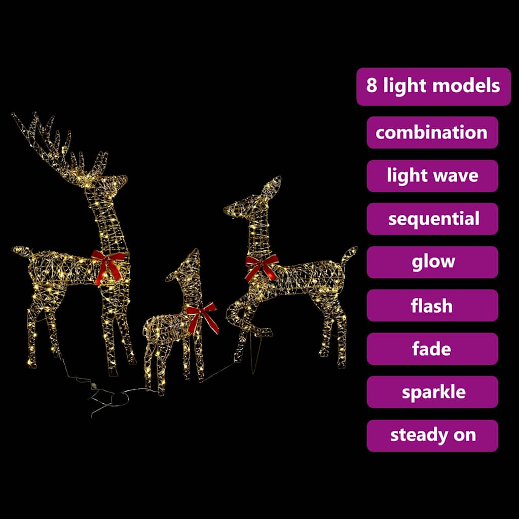 Elnių šeima 3 vnt. 300 LED Šilta balta 67 x 26 x 127 cm PET