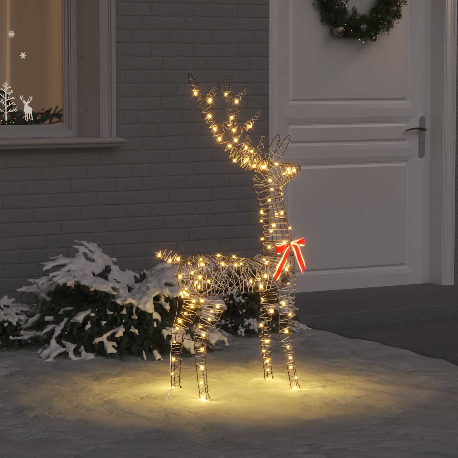 3D reindžeras su 140 LED Šilta balta 70 x 41 x 128 cm Ratanas