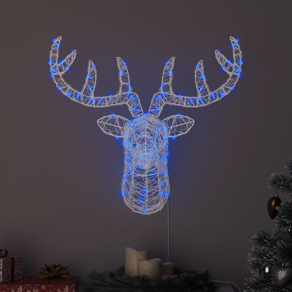 Elnių galva su 140 LED Mėlyna 60 cm Akrilas