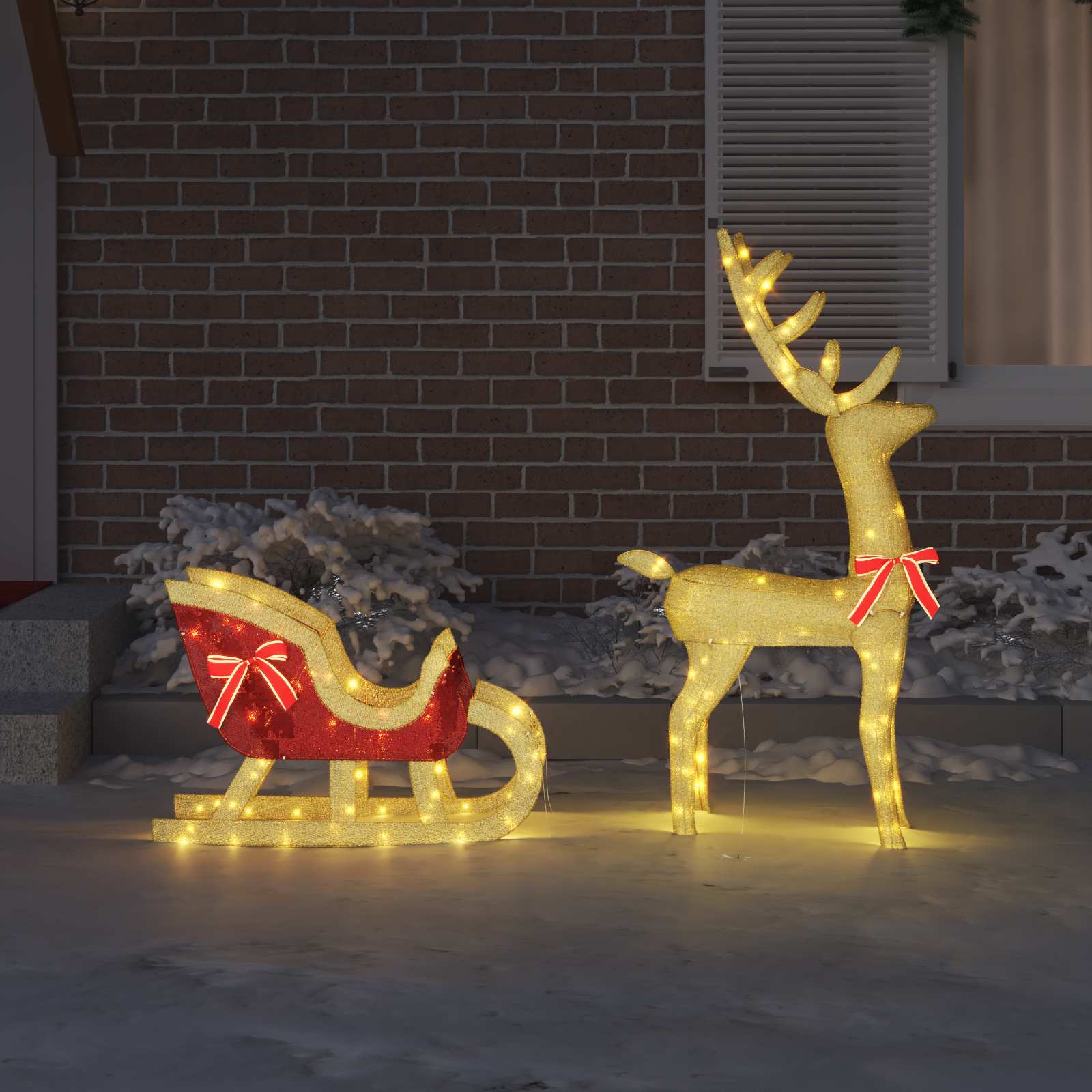 Reindeer Sleigh Warm White 151 x 28 x 128.5 cm fabric