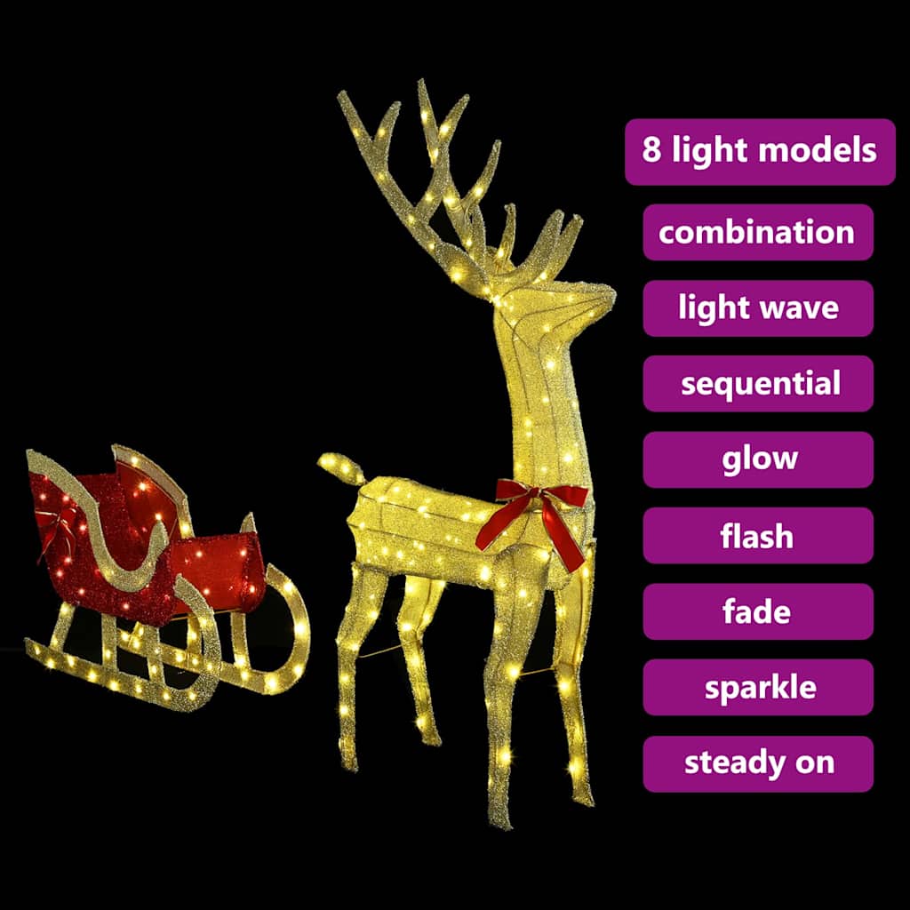 Reindeer Sleigh Warm White 151 x 28 x 128.5 cm fabric