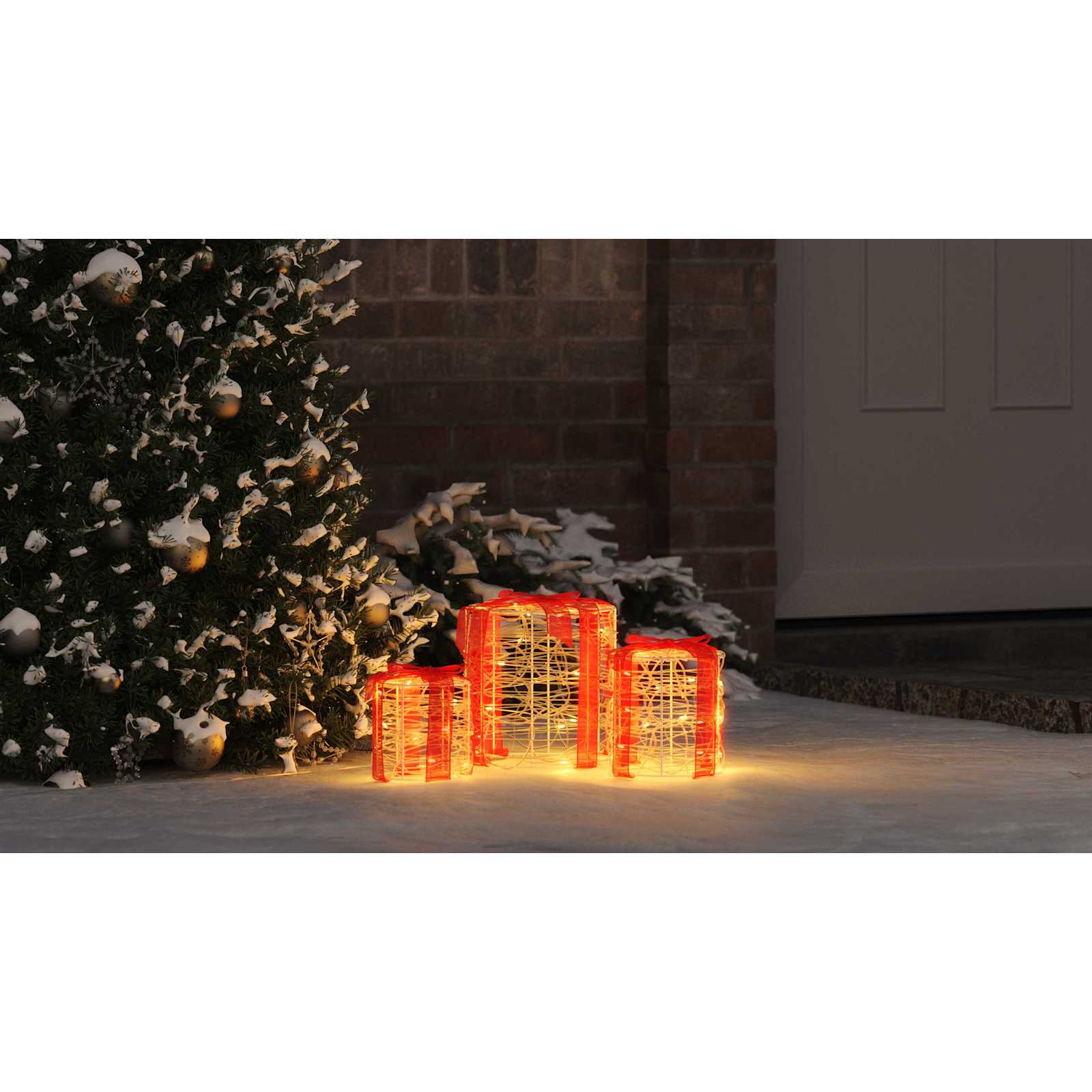 Dovanos Dėžutės Dekoracija 3 pcs Šilta balta 20 x 20 x 21 cm