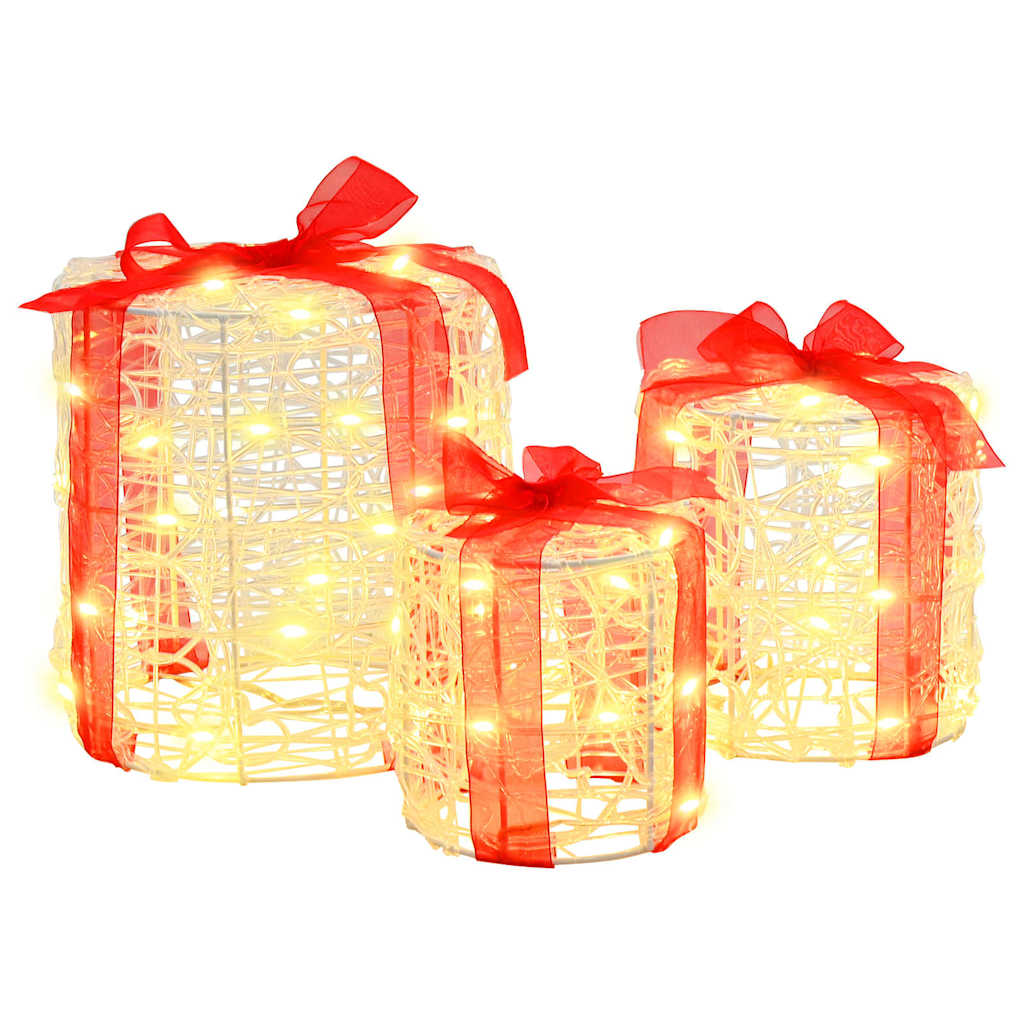 Dovanos Dėžutės Dekoracija 3 pcs Šilta balta 20 x 20 x 21 cm