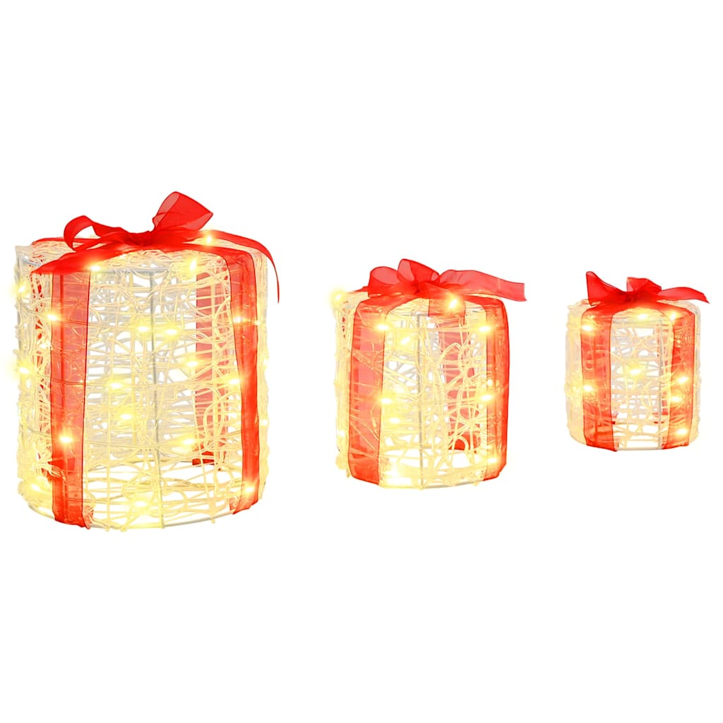 Dovanos Dėžutės Dekoracija 3 pcs Šilta balta 20 x 20 x 21 cm