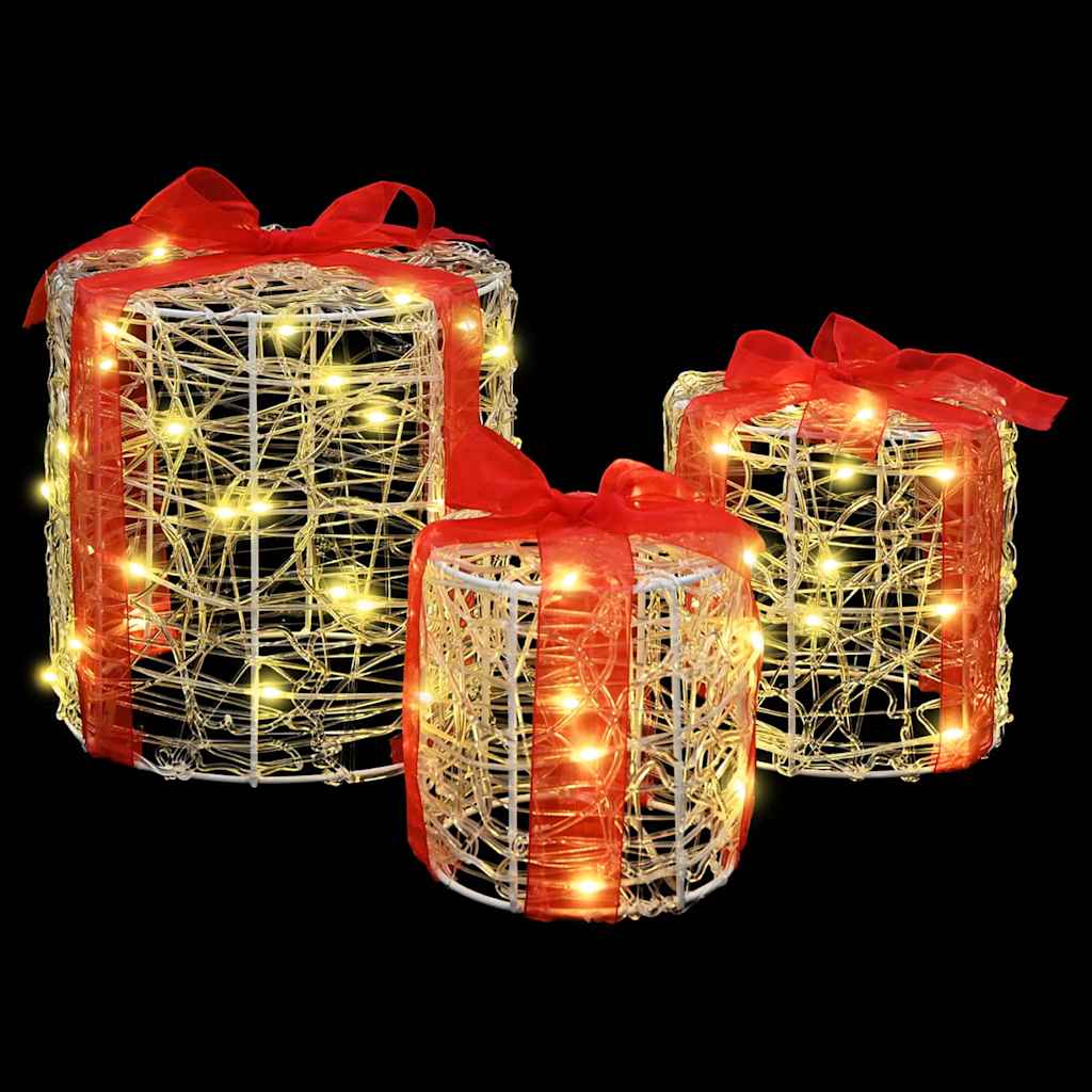 Dovanos Dėžutės Dekoracija 3 pcs Šilta balta 20 x 20 x 21 cm
