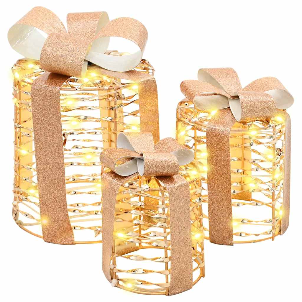 Dovanų Dėžutės Dekoracija 3 pcs Šilta balta 20 x 20 x 20 cm PET