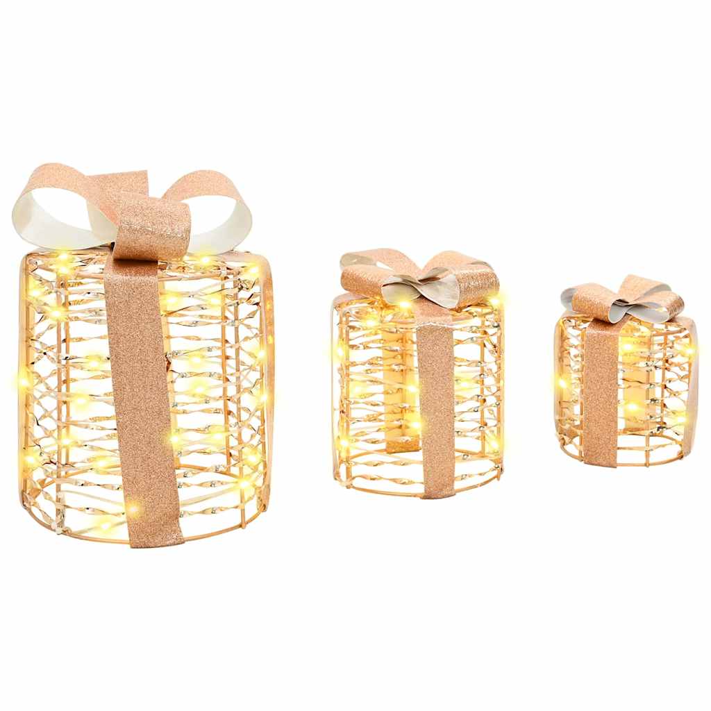 Dovanų Dėžutės Dekoracija 3 pcs Šilta balta 20 x 20 x 20 cm PET