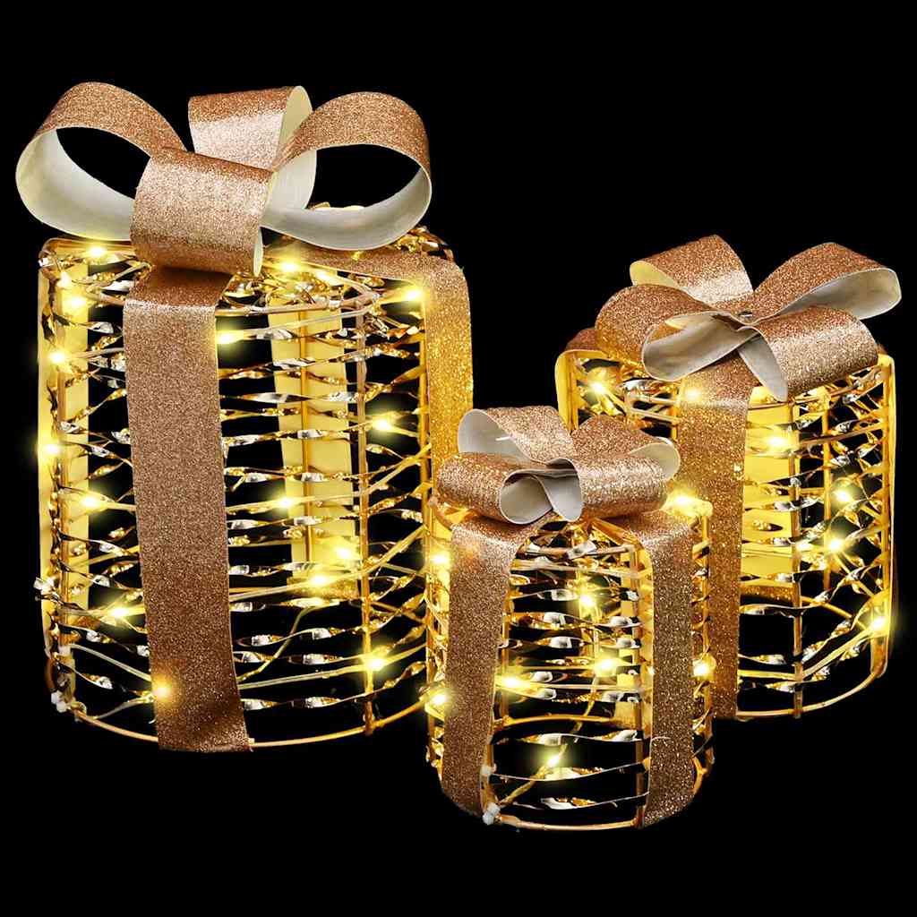 Dovanų Dėžutės Dekoracija 3 pcs Šilta balta 20 x 20 x 20 cm PET