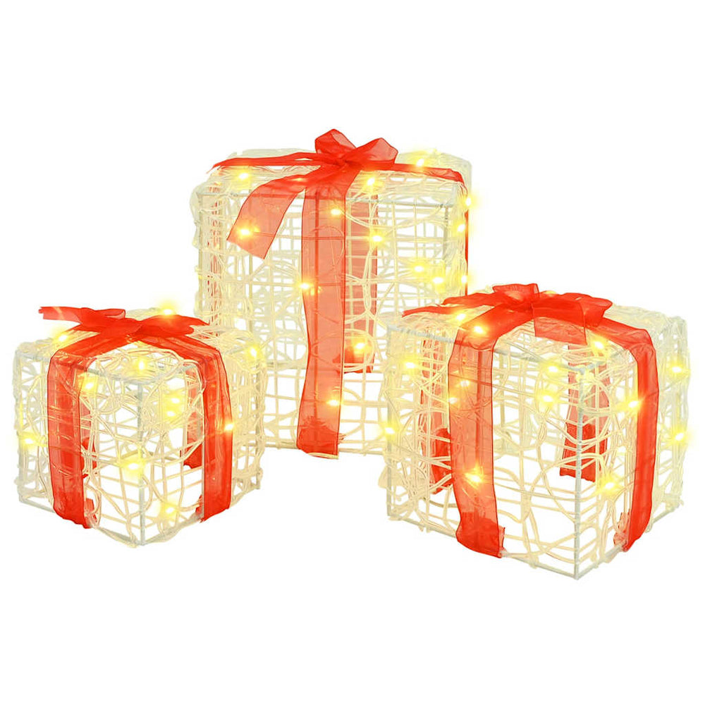 Gift Box with 60 LED 3 pcs Warm White 20 x 20 x 20 cm Acrylic