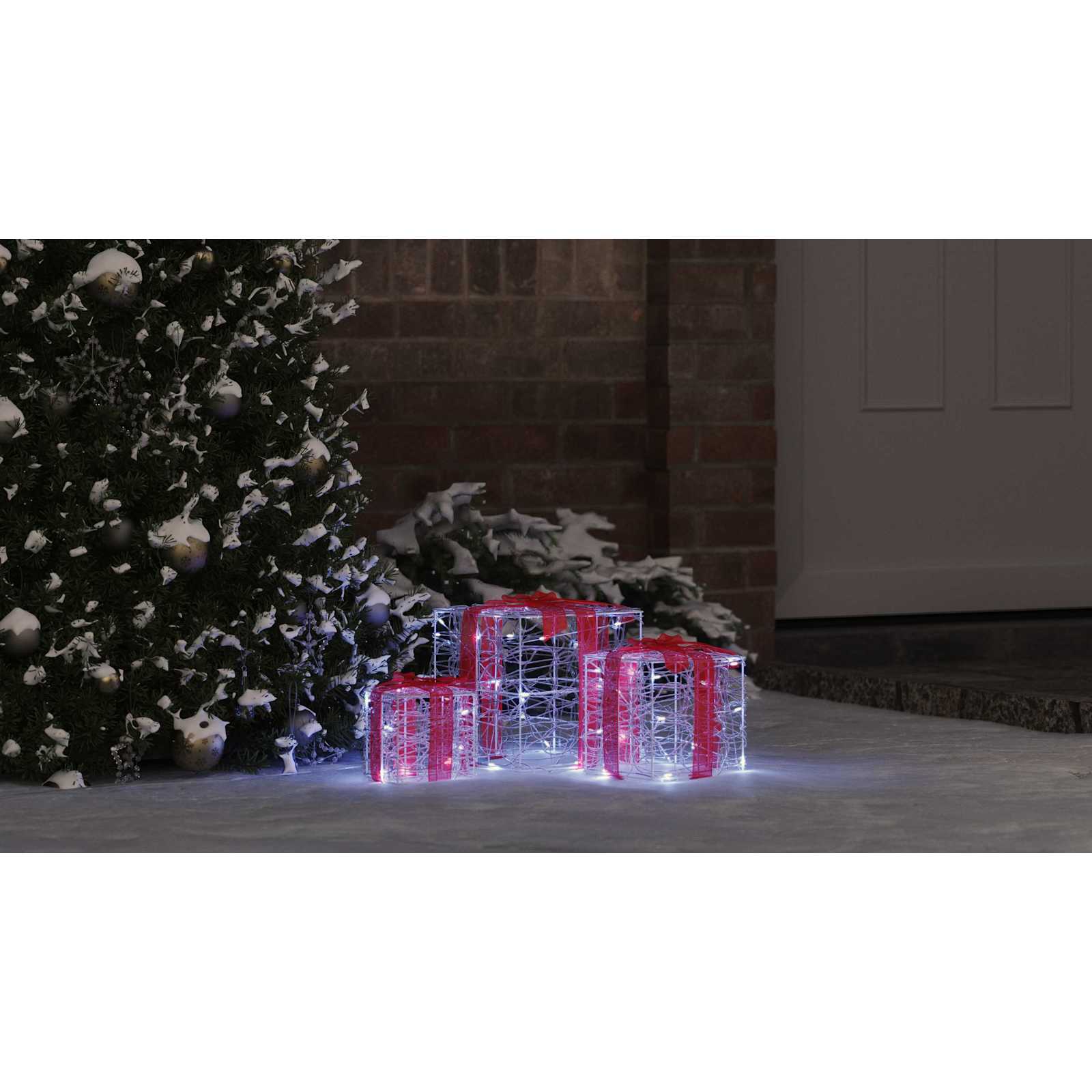 Gift Box with 60 LED 3 pcs Cold white 20 x 20 x 20 cm Acrylic
