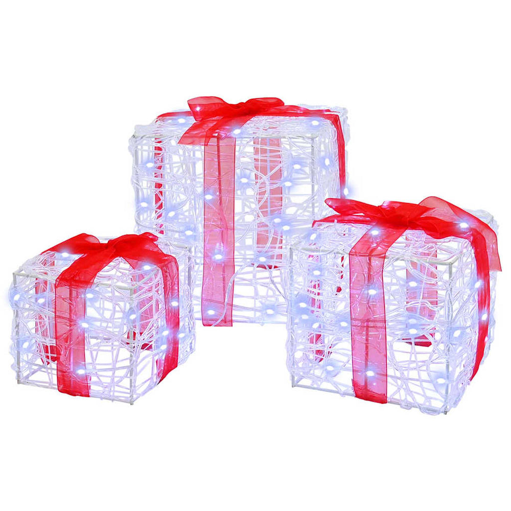 Gift Box with 60 LED 3 pcs Cold white 20 x 20 x 20 cm Acrylic