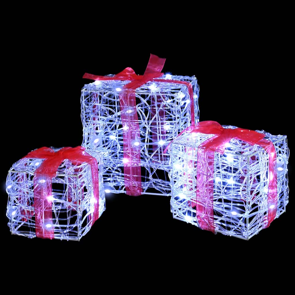 Gift Box with 60 LED 3 pcs Cold white 20 x 20 x 20 cm Acrylic