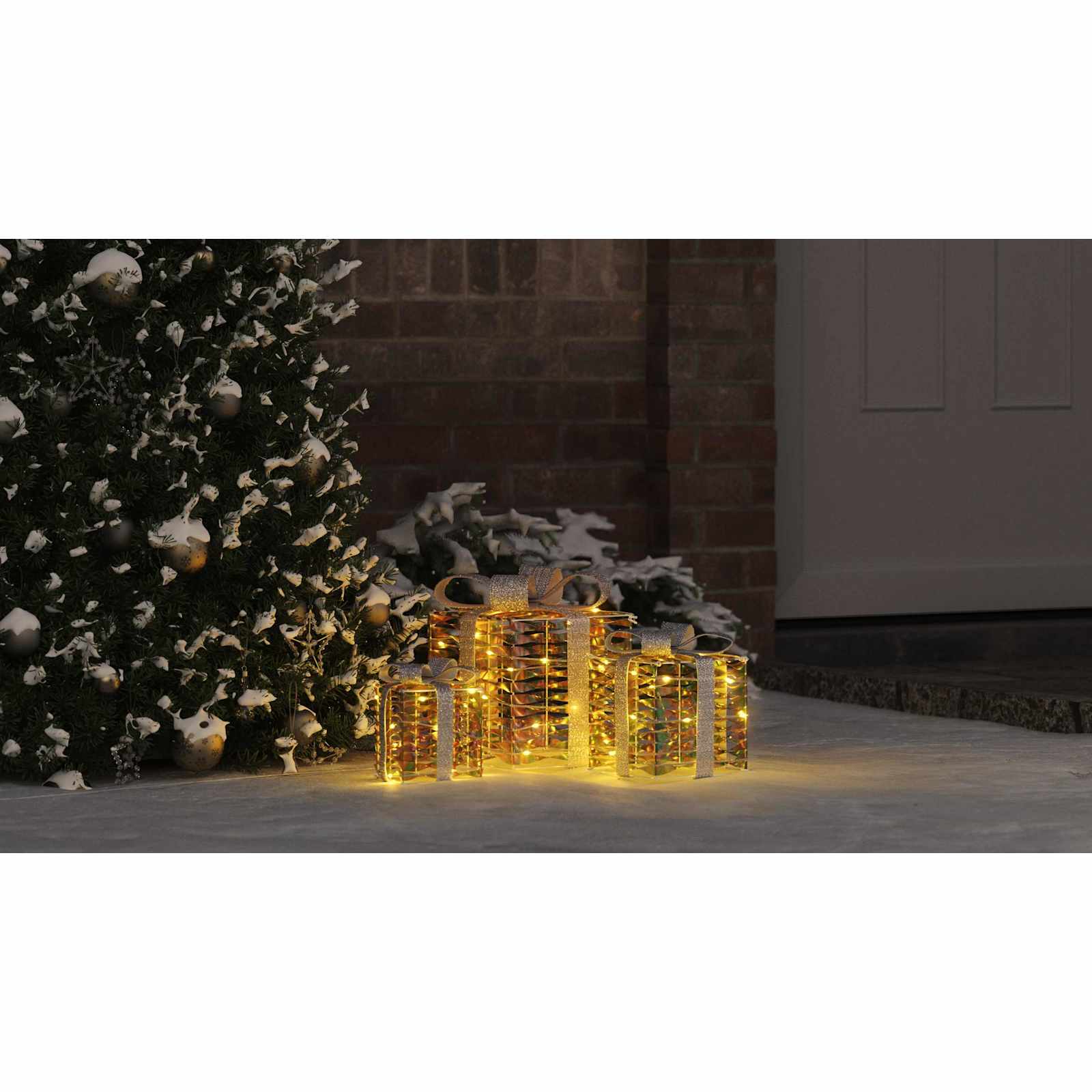 Dovanų Dėžė su 60 LED 3 pcs Šilta balta 20 x 20 x 20 cm PET
