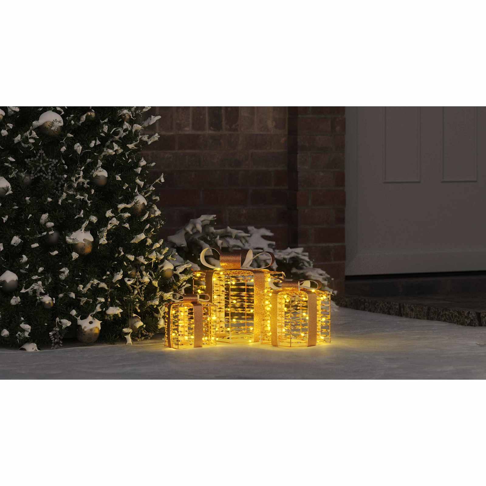 Dāvanu kaste ar 60 LED 3 gab. Silti balta 20 x 20 x 20 cm PET