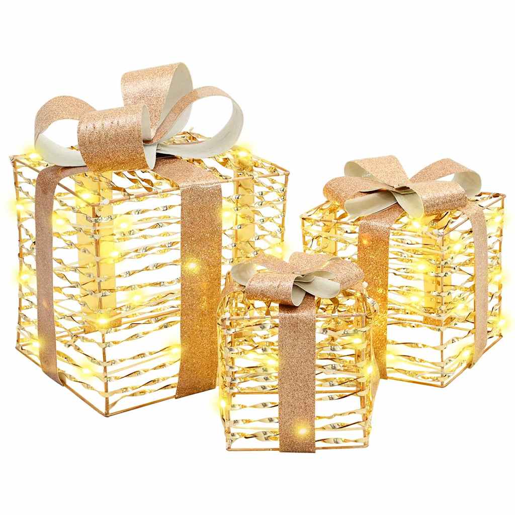 Dāvanu kaste ar 60 LED 3 gab. Silti balta 20 x 20 x 20 cm PET