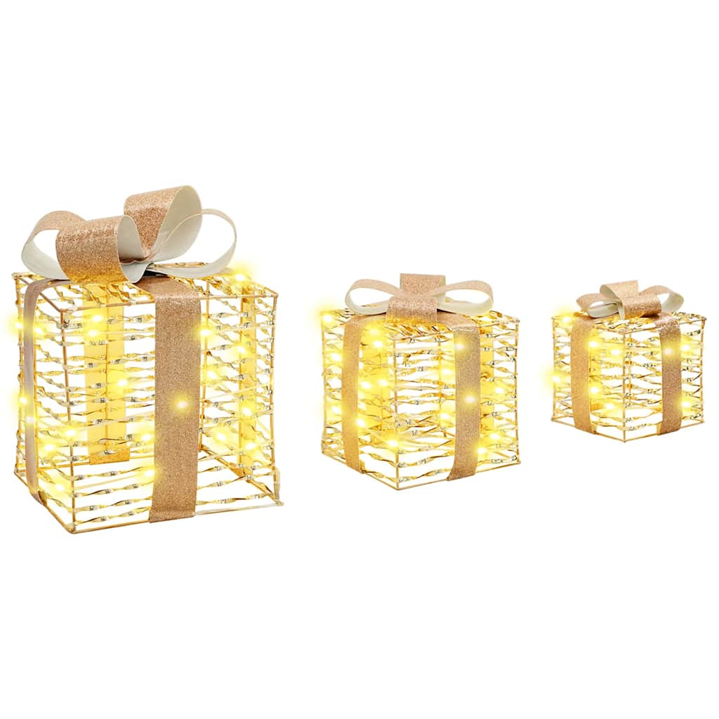 Dāvanu kaste ar 60 LED 3 gab. Silti balta 20 x 20 x 20 cm PET
