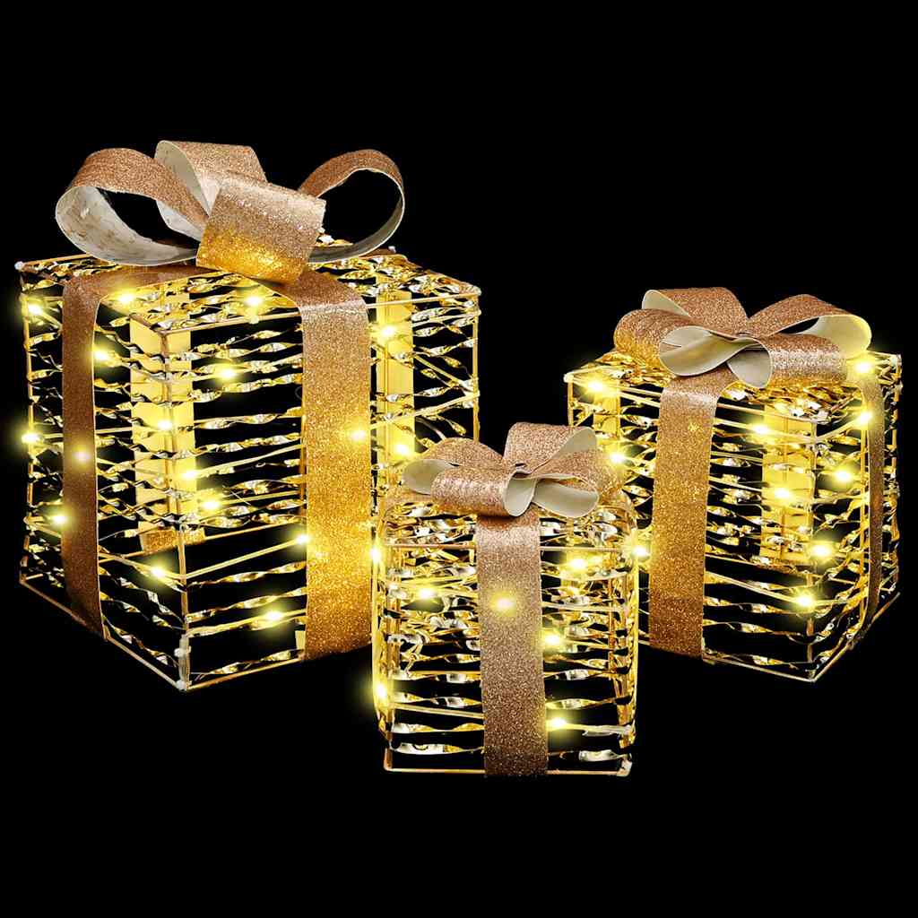 Dāvanu kaste ar 60 LED 3 gab. Silti balta 20 x 20 x 20 cm PET