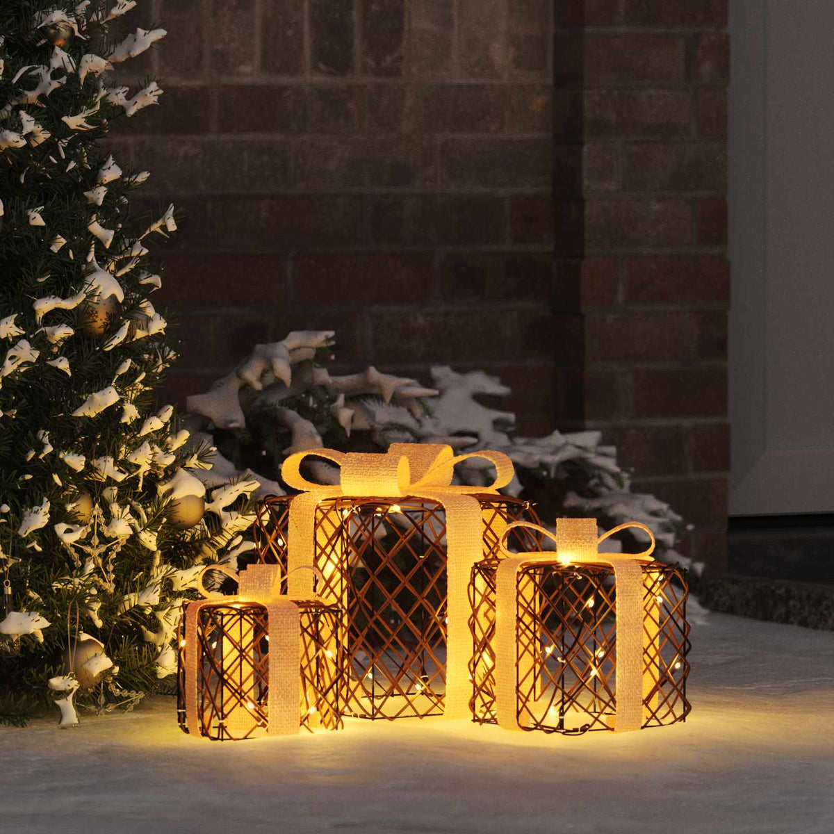 Apšviesta Kalėdinė Dovana 3 vnt. 150 LED Šilta balta