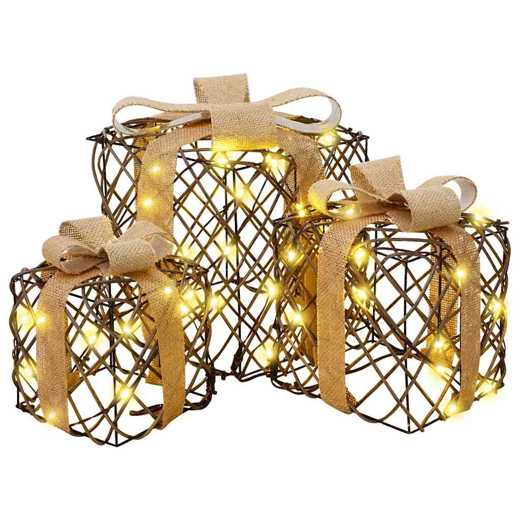 Apšviesta Kalėdinė Dovana 3 vnt. 150 LED Šilta balta