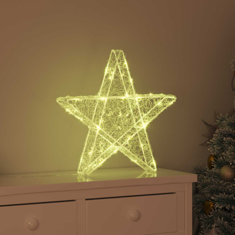 3D zvaigzne ar 50 LED silti balta 55 x 53.5 x 10 cm Akrils