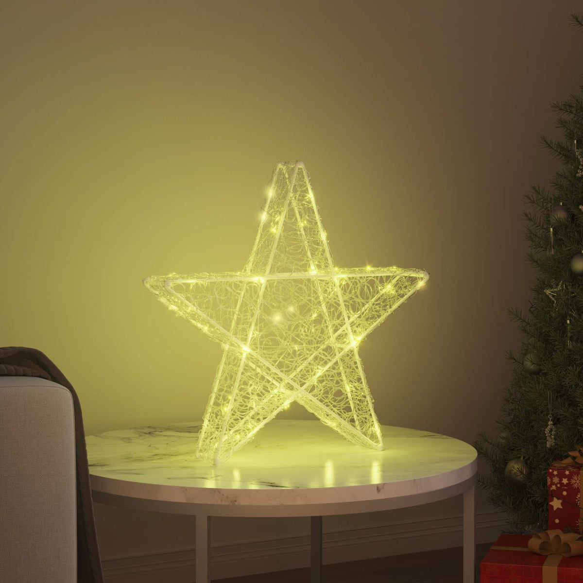 3D žvaigždė 50 LED Šilta balta 55 x 53.5 x 10 cm Akrilas