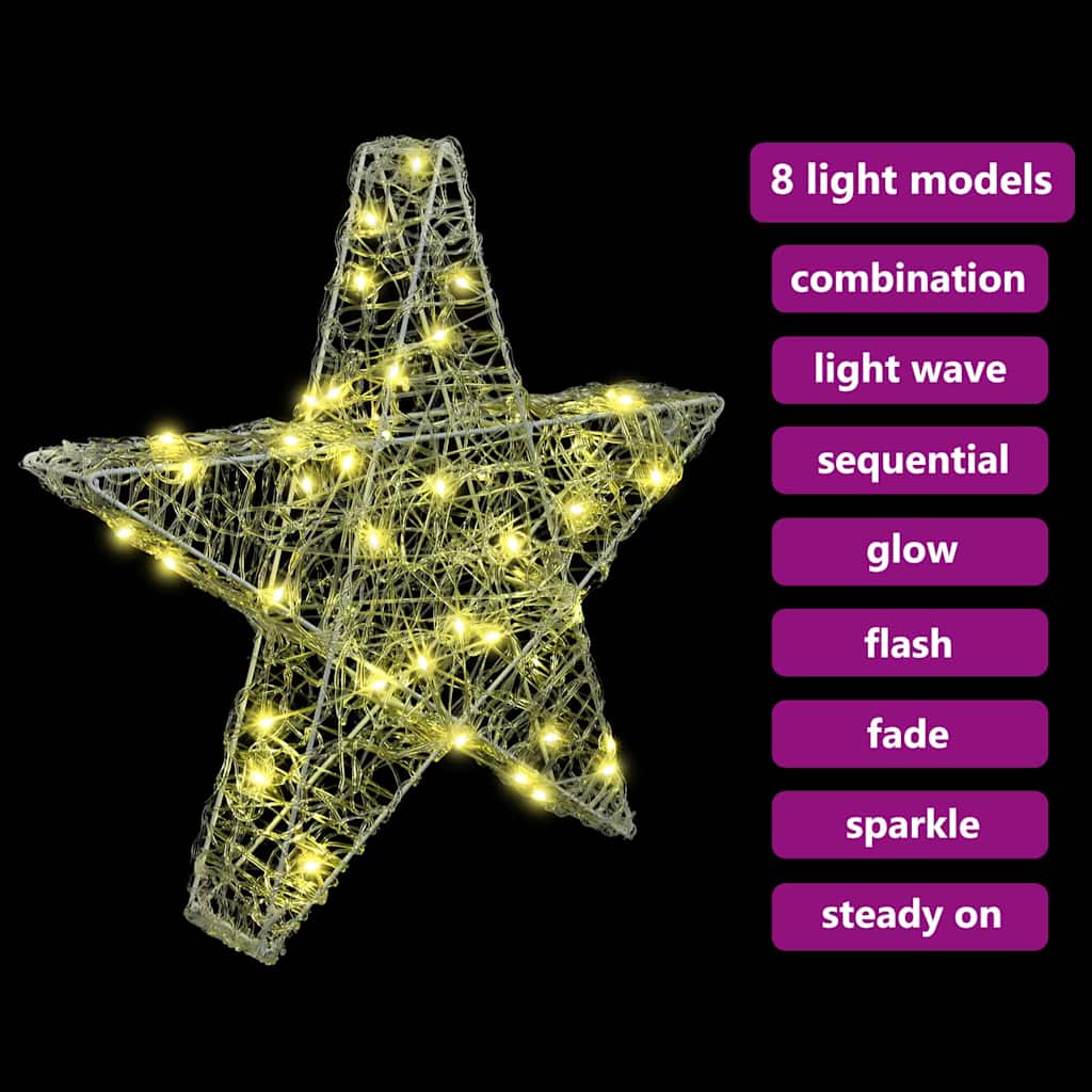3D žvaigždė 50 LED Šilta balta 55 x 53.5 x 10 cm Akrilas