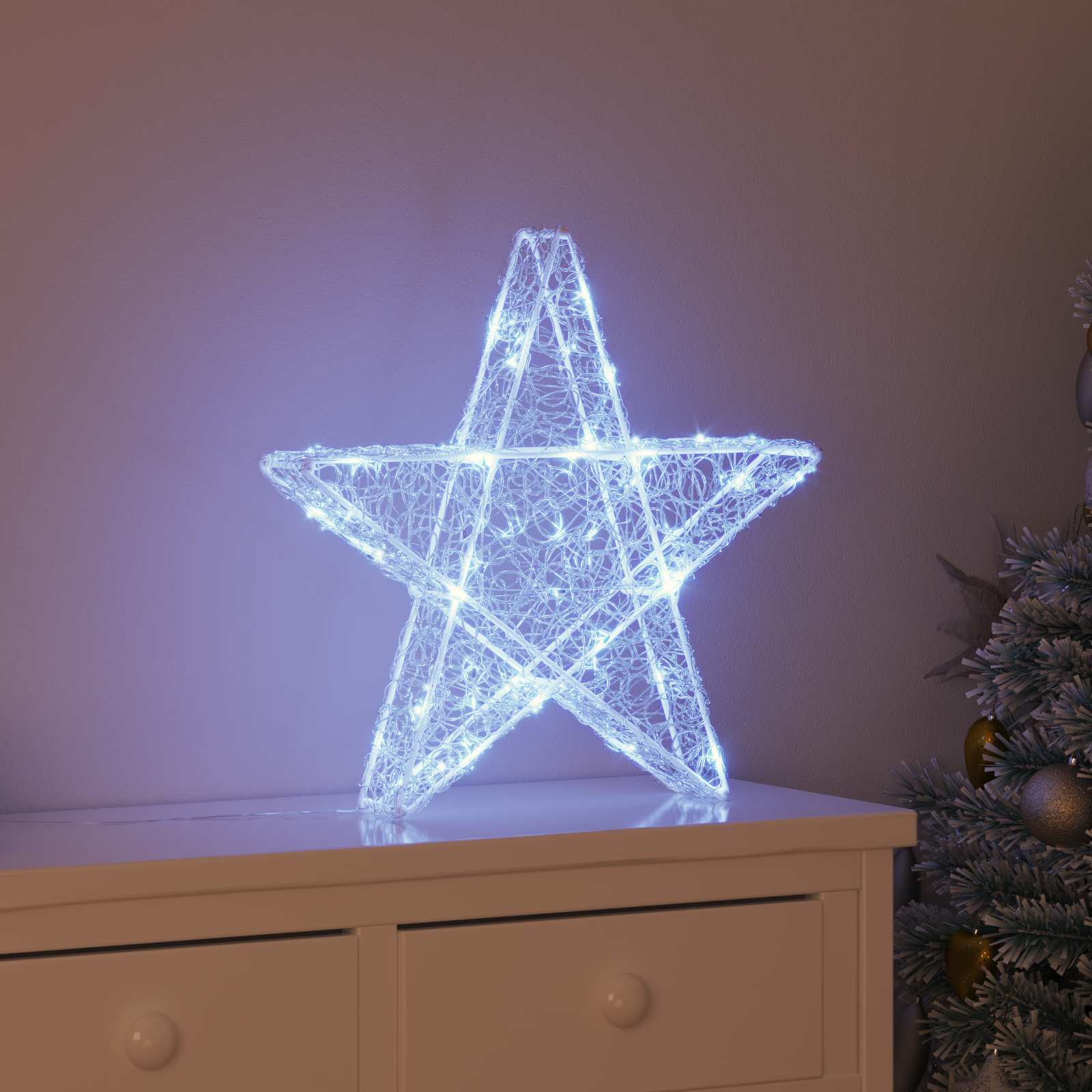 3D zvaigzne ar 50 LED auksti balta 55 x 53.5 x 10 cm Akrils