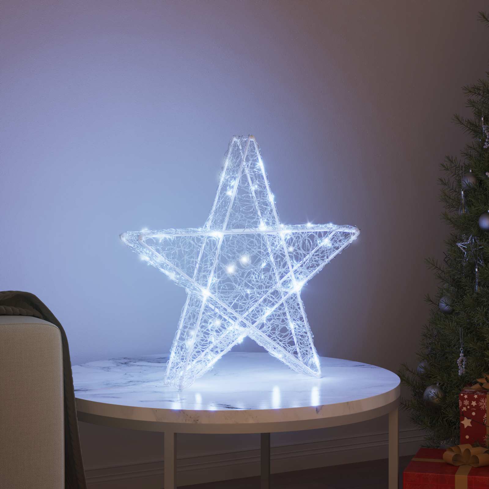 3D zvaigzne ar 50 LED auksti balta 55 x 53.5 x 10 cm Akrils